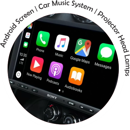 Android Screen, Car Music System, Projector Head Lamps
